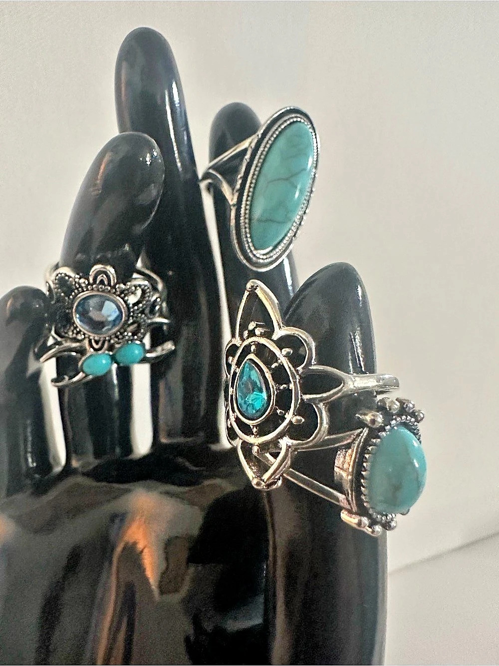 Turquoise Statement Rings Size 7 Like New - Picture 2 of 8